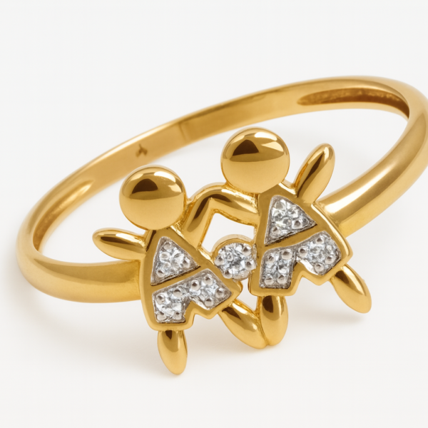 Anel 2 Meninos com Brilhantes