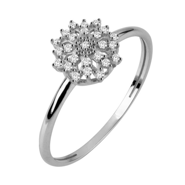 Anel Chuveiro Flor em Ouro Branco