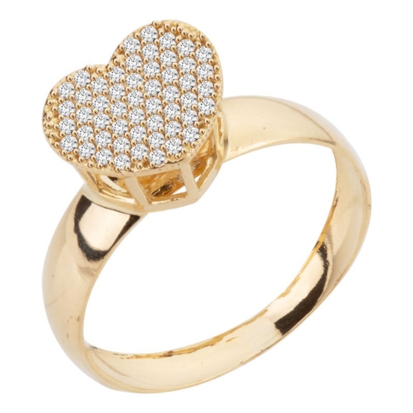 Anel Chuveiro Coração com Pedras