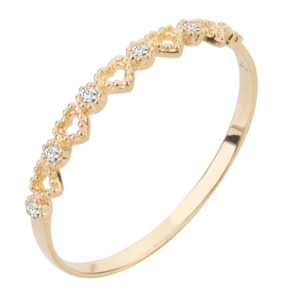 Anel Corações e Pedras