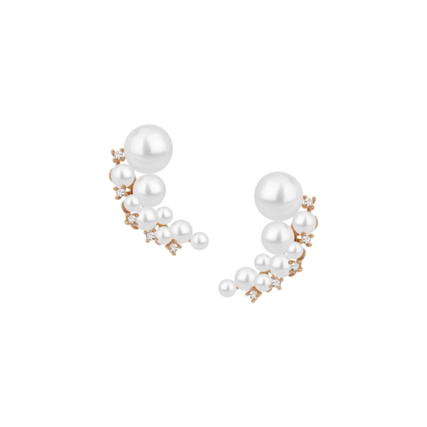 Brinco Pérolas com Safiras Brancas