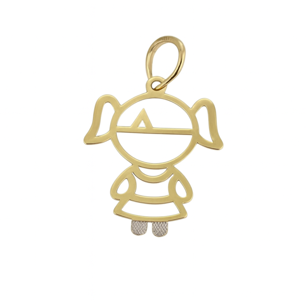 Pingente Menina com Ouro Branco