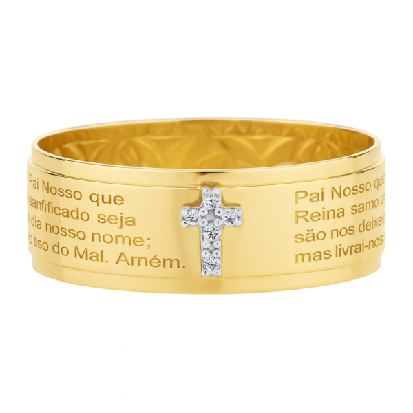 Anel Pai Nosso Cruz com Pedras