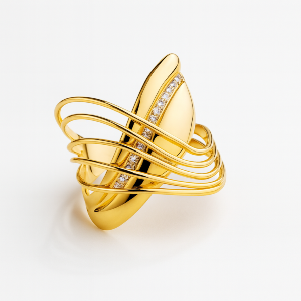 Anel Fios Cruzados com Brilhantes