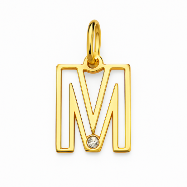 Pingente Letra M com Brilhante