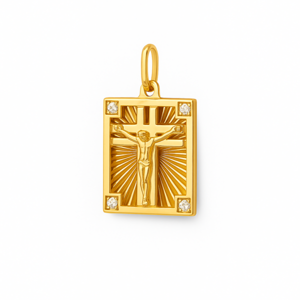 Pingente Placa Crucifixo com Brilhantes