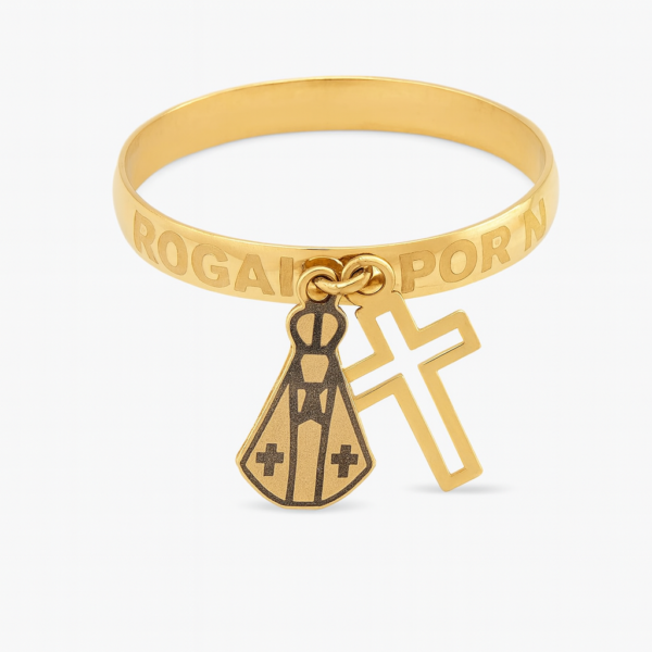 Anel "Rogai por Nós" com Nossa Sra. Aparecida e Cruz