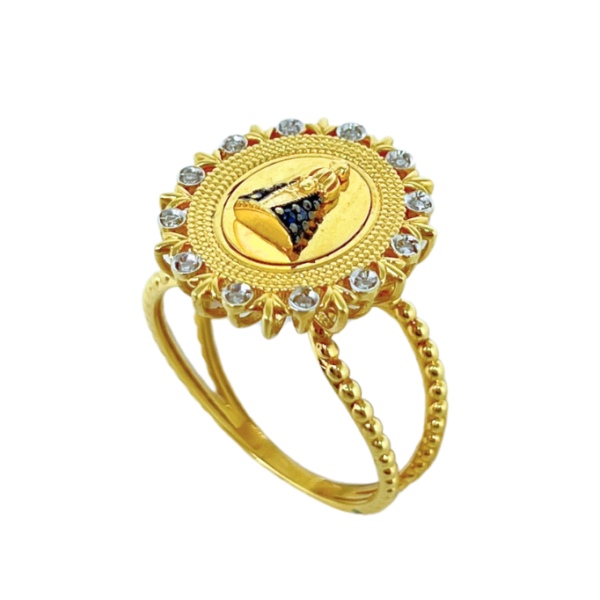 Anel Nossa Sra. Aparecida com Brilhantes e Safiras