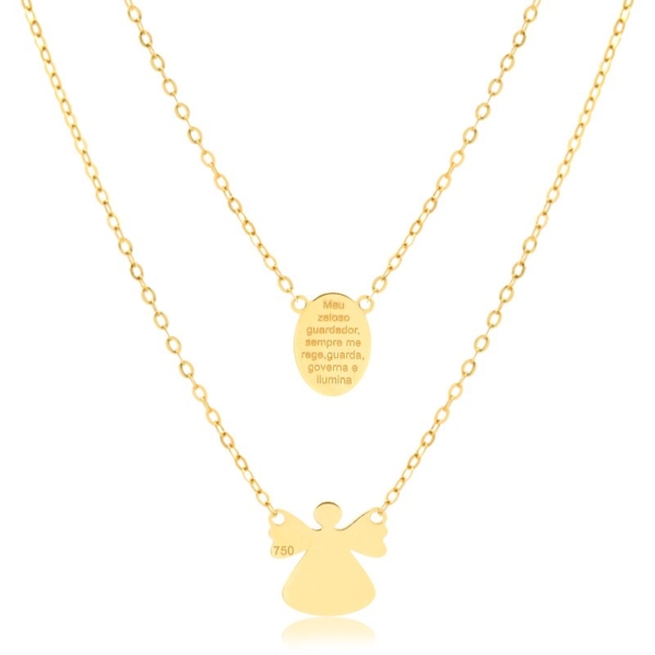 Escapulário Anjo e Placa com Oração