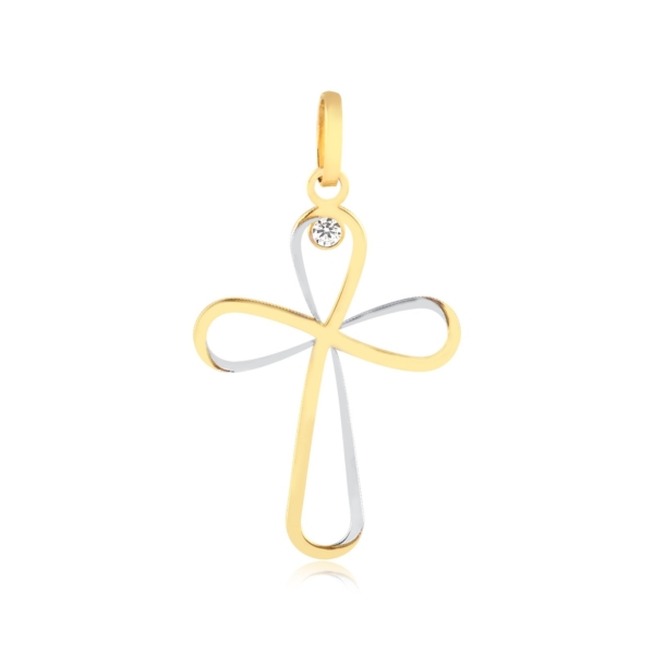 Pingente Cruz Infinito Bicolor