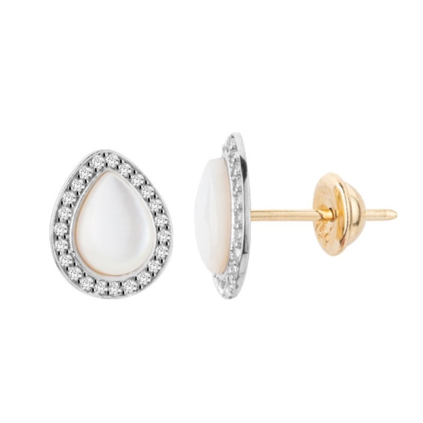 Brinco Gota Madre Pérola e Brilhantes