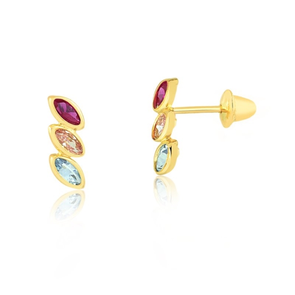 Brinco 3 Pedras Navetes