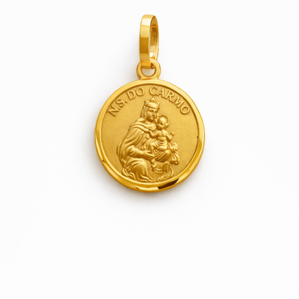 Pingente Medalha Nossa Sra. do Carmo Redonda