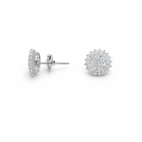 Brinco Chuveiro Flor em Ouro Branco com Brilhantes
